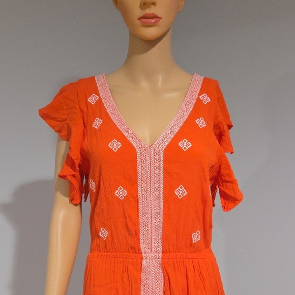 Moon River Orange and Pink Midi Dress - Picture 2 of 13